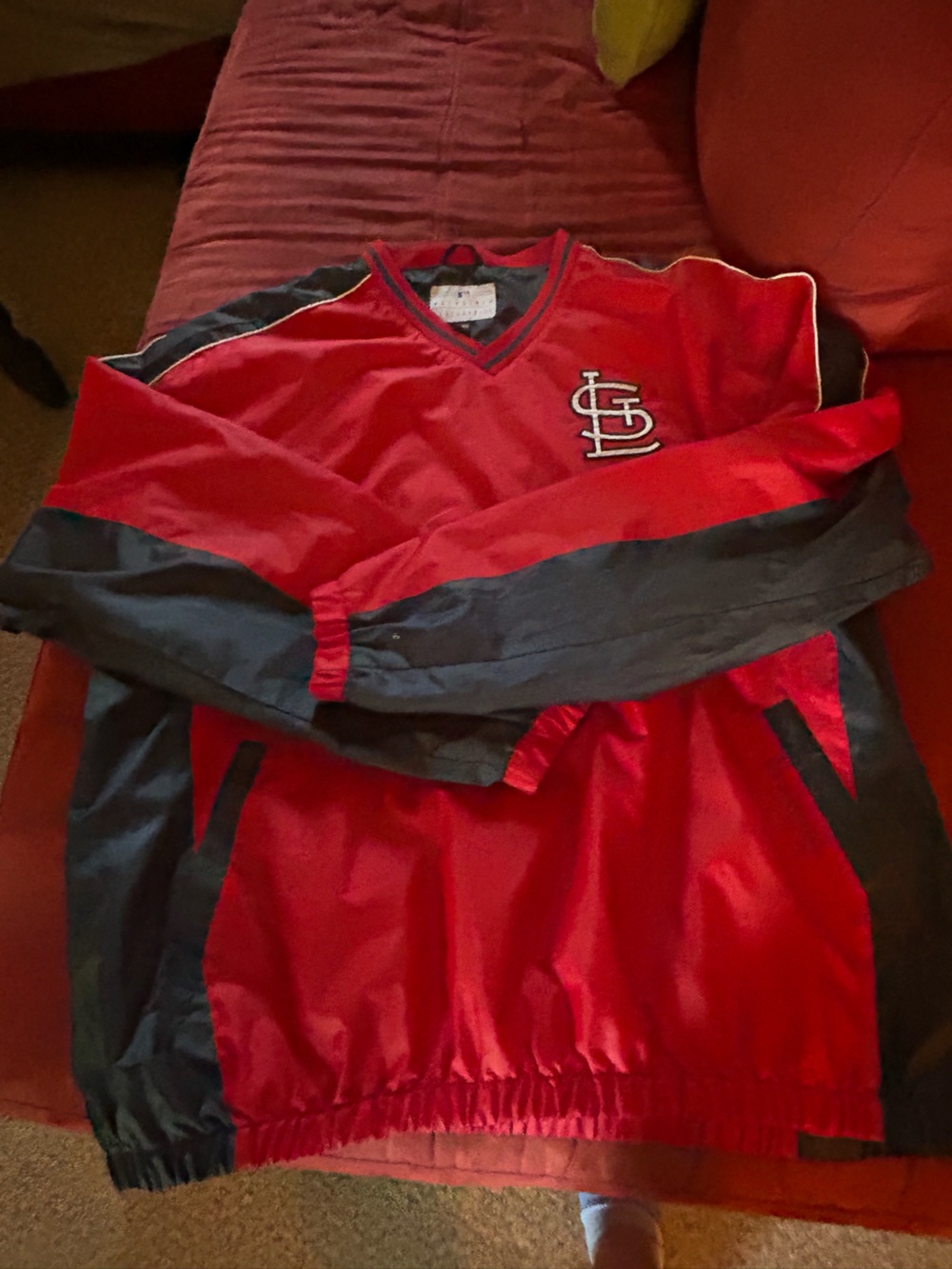 Genuine Merchandise Red and Black Team Jacket with Embroidered Label
